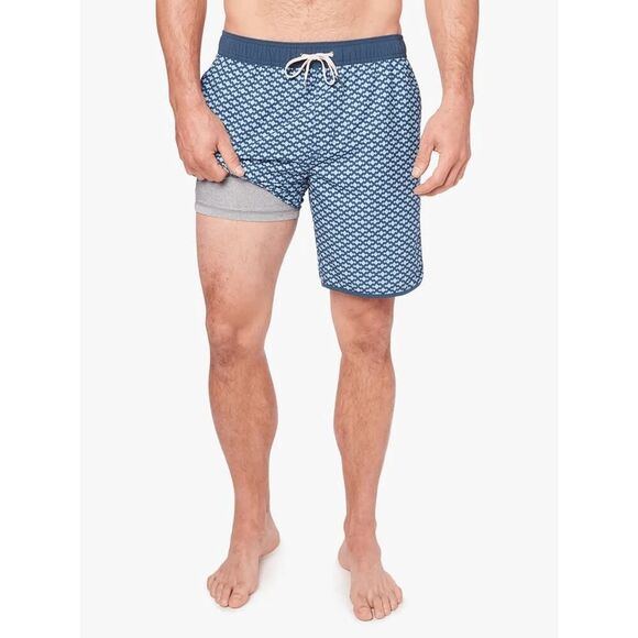 Fair Harbor The Anchor Swim Trunks Blue Geometric Sz XXL - Picture 1 of 7